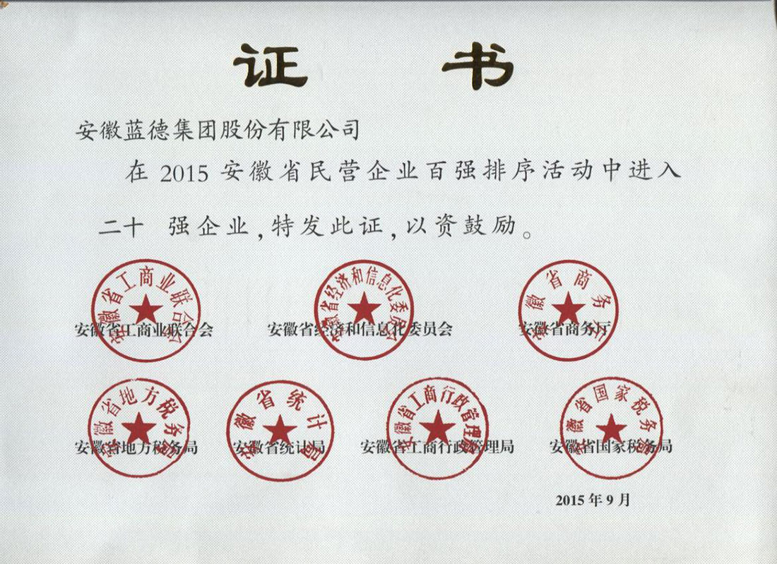 安徽省民營企業(yè)二十強